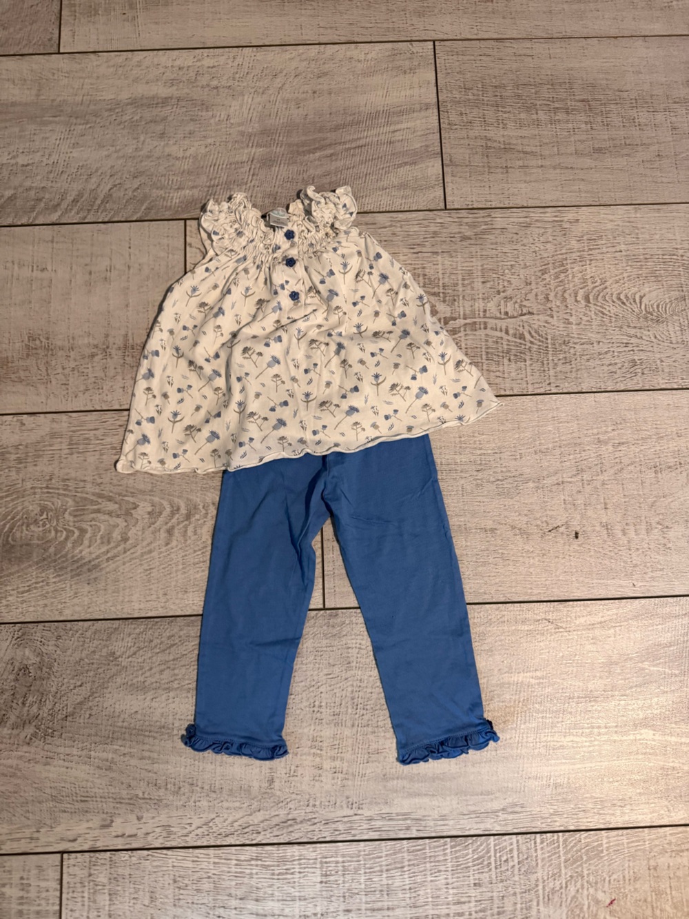 Feather Baby Pima Cotton Floral Tunic & Ruffle Leggings Set 2T